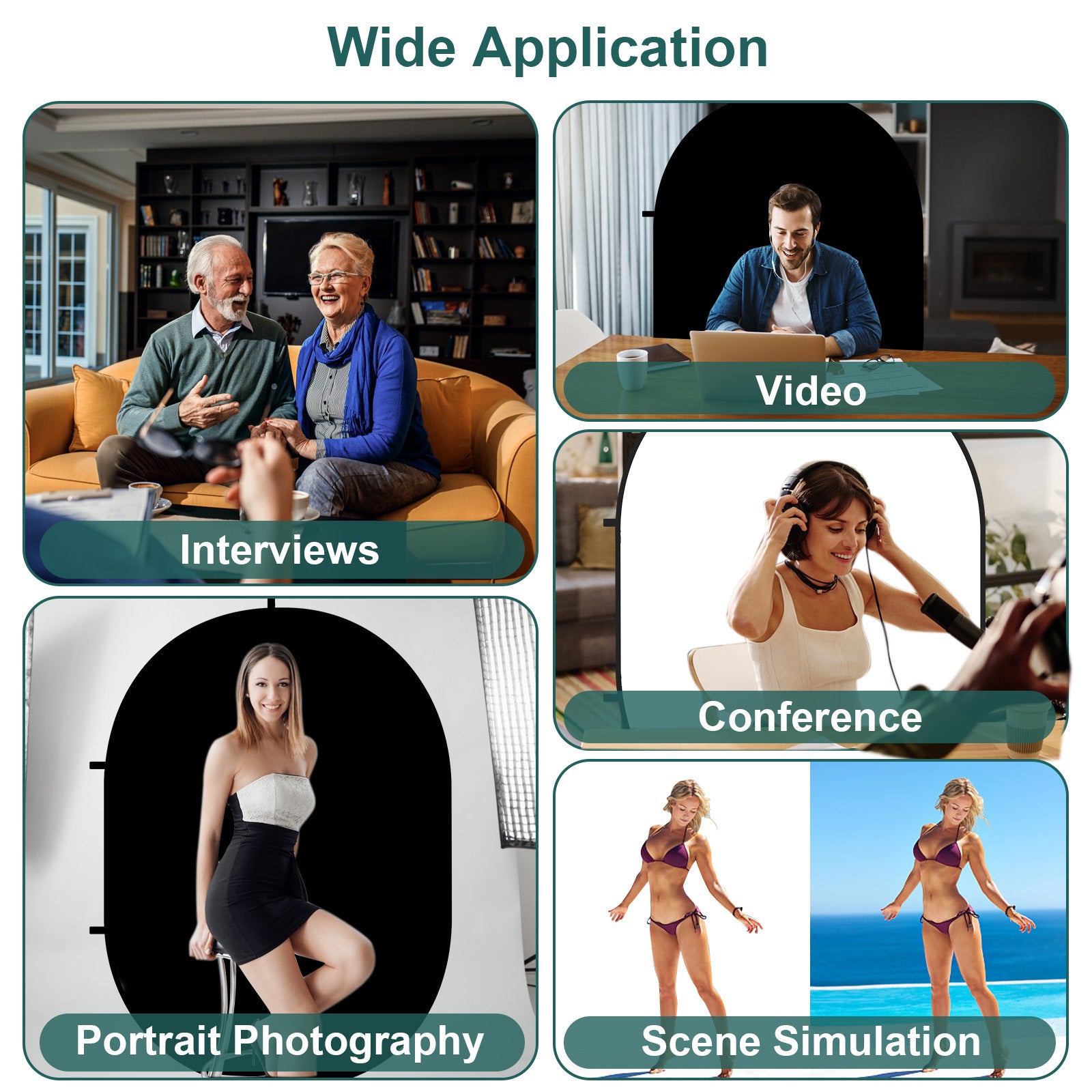 Kate Collapsible Backdrop Audition Backdrop for Headshot Photography, Video Conference, Live Streaming 5X6.5ft(1.5x2m)(US Only)