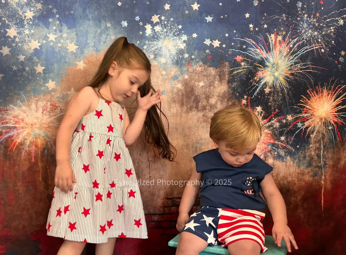 Kate Independence Day Fireworks Starry Wall Backdrop Designed by Emetselch
