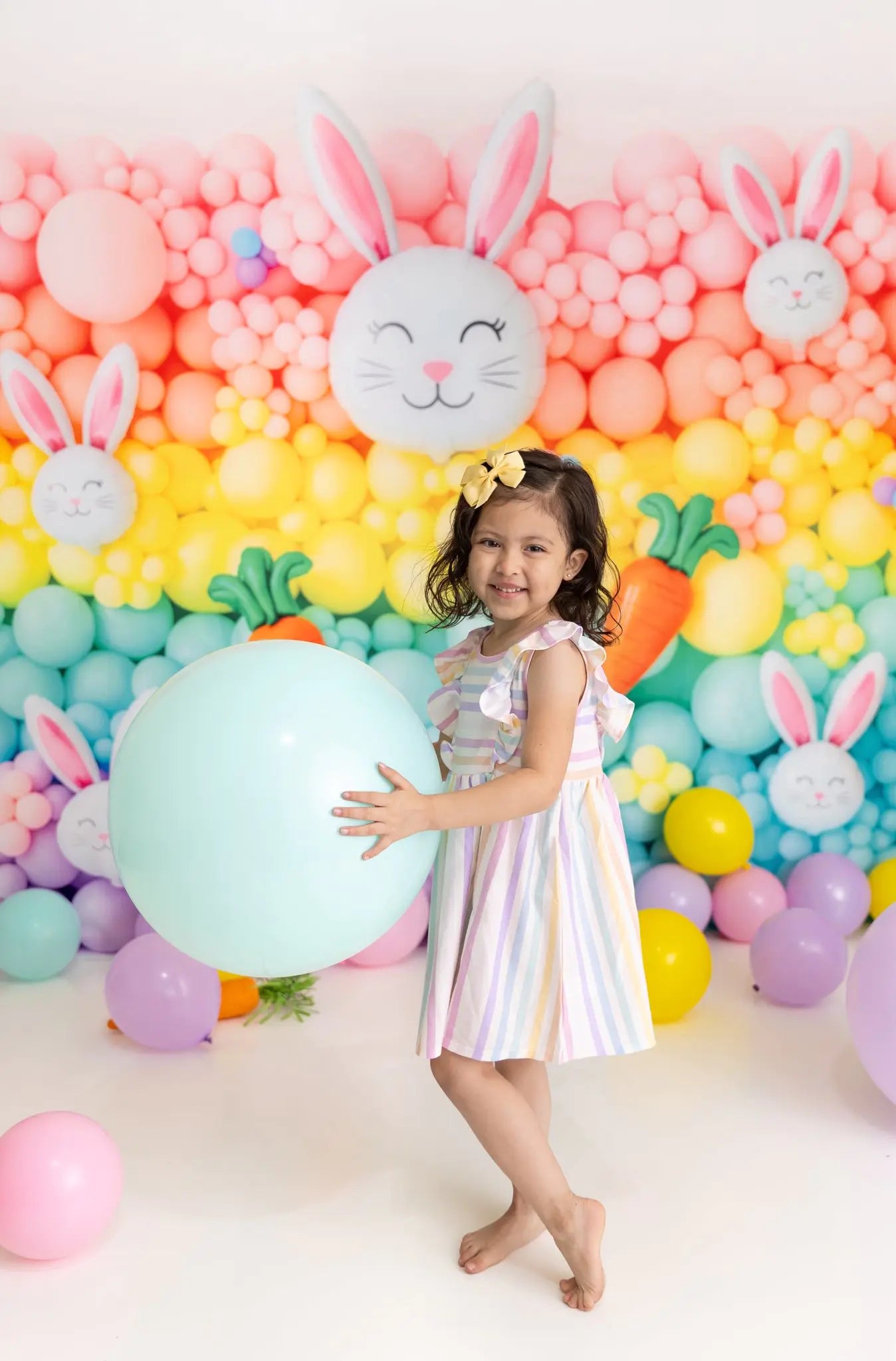 Kate Easter Bunny Balloon Rainbow Carrot Printed Backdrop Designed by Patty Roberts