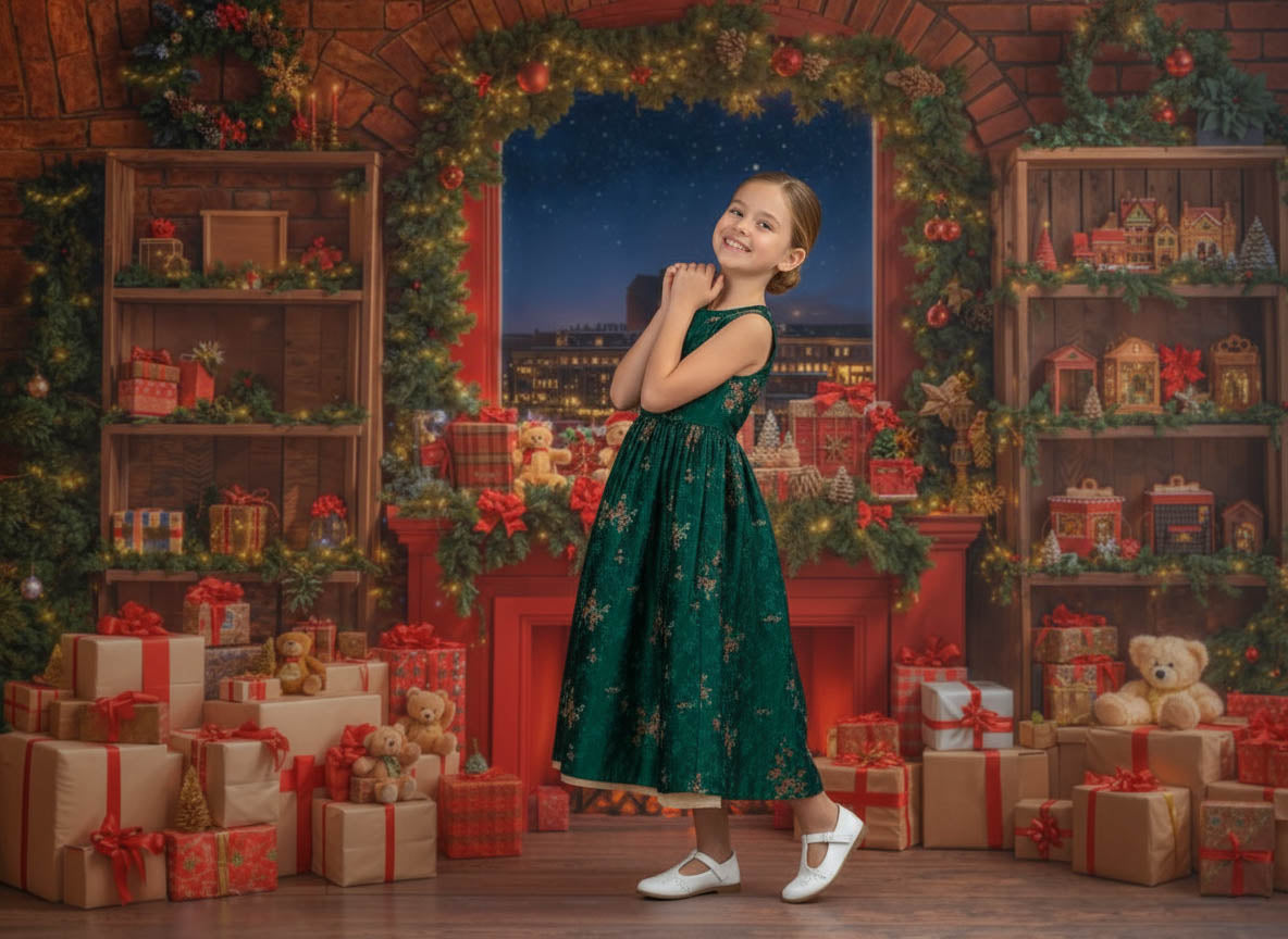 Kate Couture Green Floral Princess Girls Dress for Photography