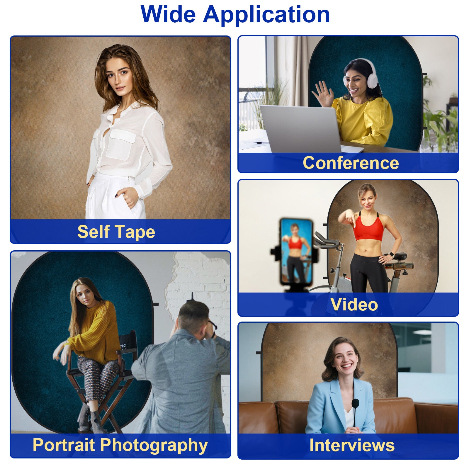 RTS Kate Abstract Dark Blue / Brown Microfiber Collapsible Backdrop for Photography 5X6.5ft(1.5x2m) (US Only)
