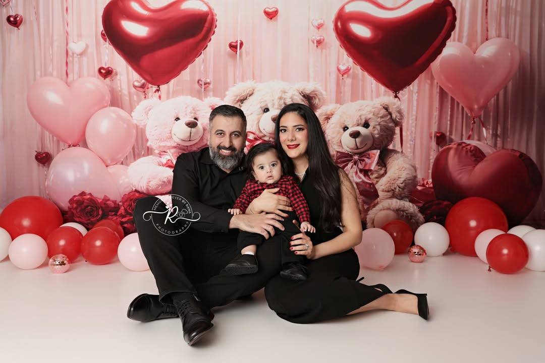 Kate Valentine's Day Teddy Bears Heart Balloon Backdrop Designed by Emetselch