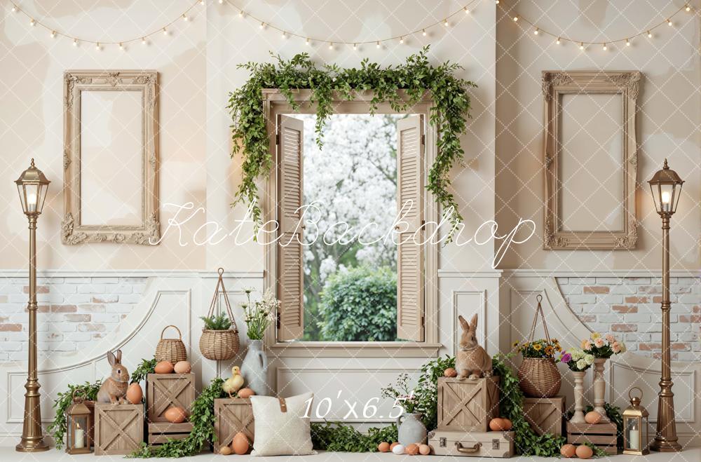 Kate Easter Bunny Eggs Crates Window Garland Printed Backdrop Designed by Mini MakeBelieve