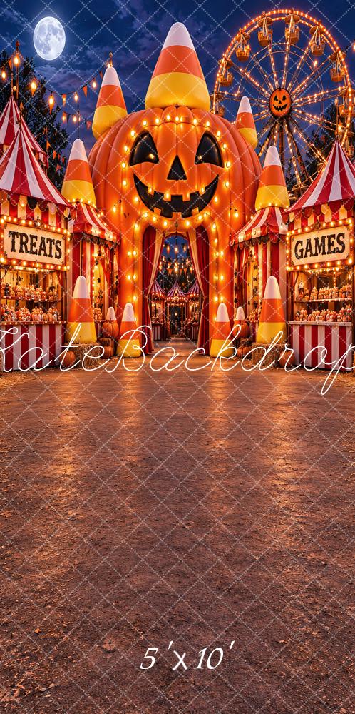 Kate Sweep Halloween Pumpkin Carnival Candy Corn Ferris Wheel Printed Backdrop Designed by Vertigo Productions