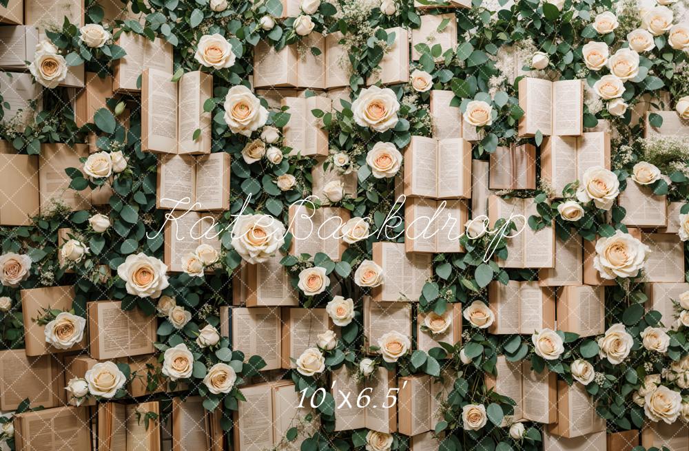 Kate Valentine Spring Vintage Books Roses Backdrop Designed by Emetselch