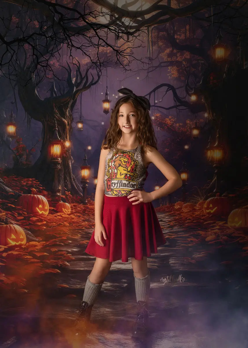 Kate Halloween Pumpkin Forest Light Backdrop Designed by Emetselch