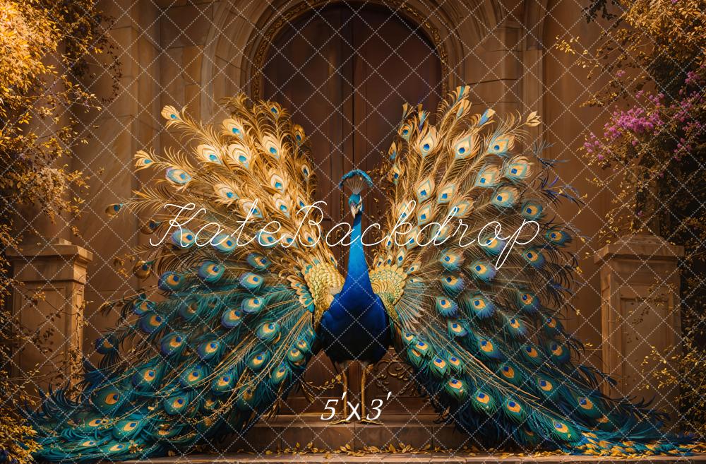 Sfondo Vintage Pavo reale che apre la sua coda Designed by Emetselch