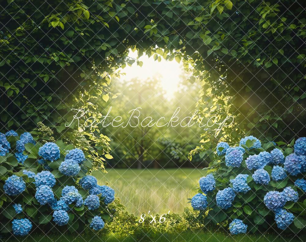 Zomer Bos Boog Blauwe Hortensia's Foto Achtergrond Designed by Emetselch