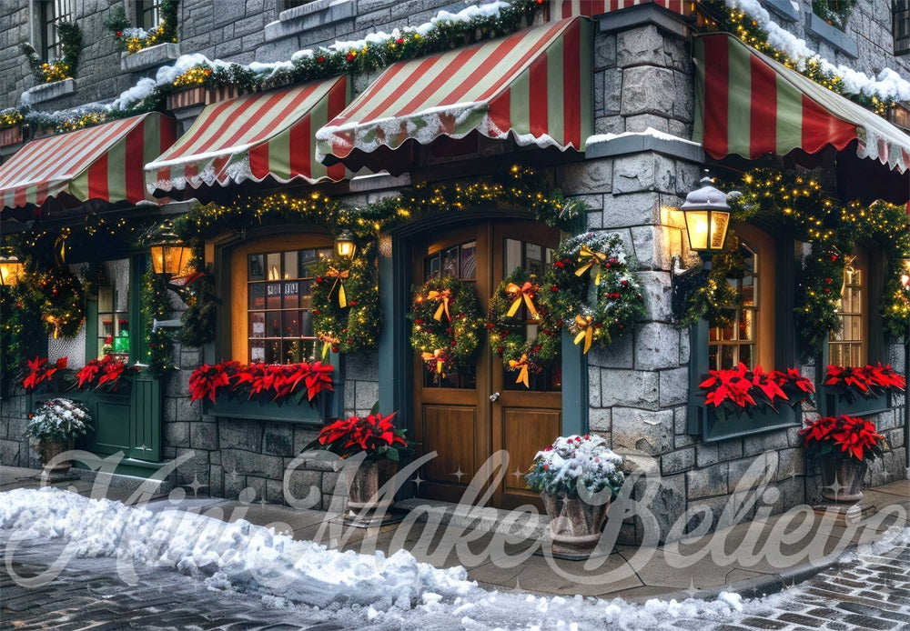 Kate Christmas Retro Street Store Backdrop Designed by Mini MakeBelieve