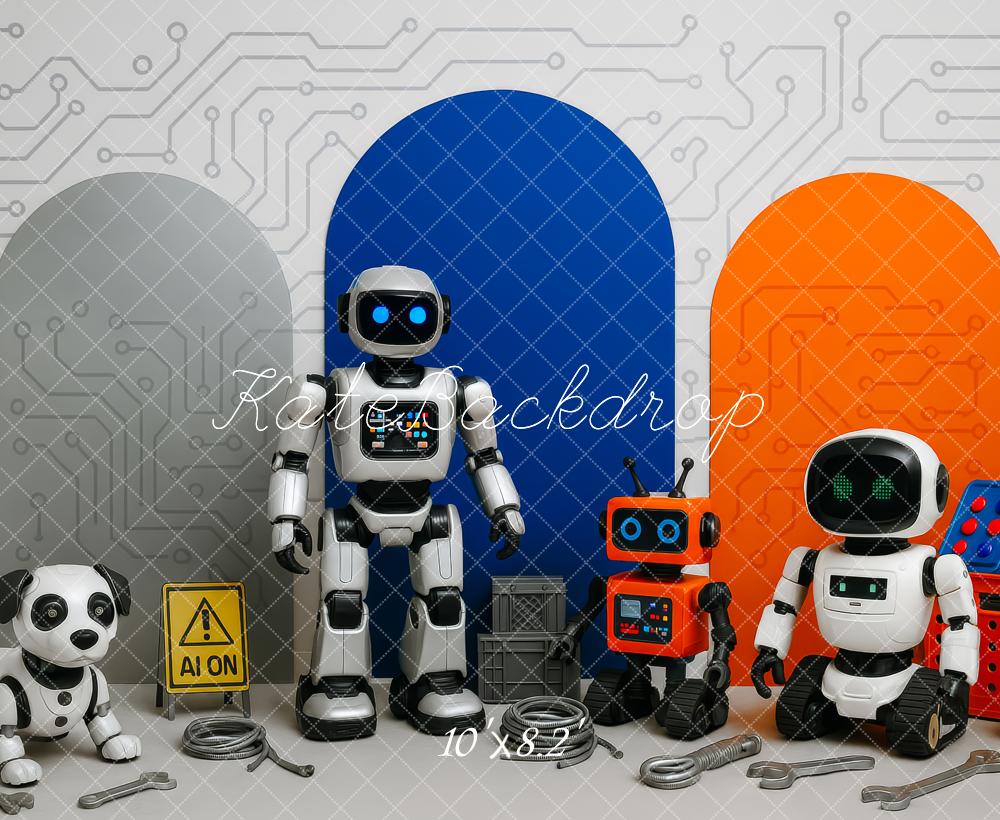 Kate Birthday Futuristic Robot Circuit Science Backdrop Designed by Patty Roberts