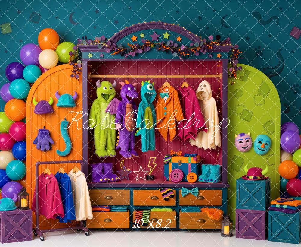 Kate Halloween Colorful Wardrobe Monster Costume Printed Backdrop Designed by Patty Roberts