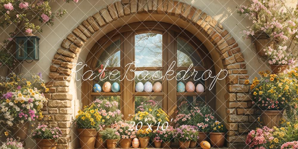 Kate Easter Eggs Outdoor Floral Arched Window Cottage Backdrop Designed by Emetselch