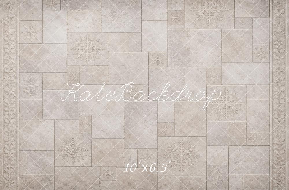 Kate Neutral Snowflake Tile Floor Printed Backdrop Designed by Vertigo Productions