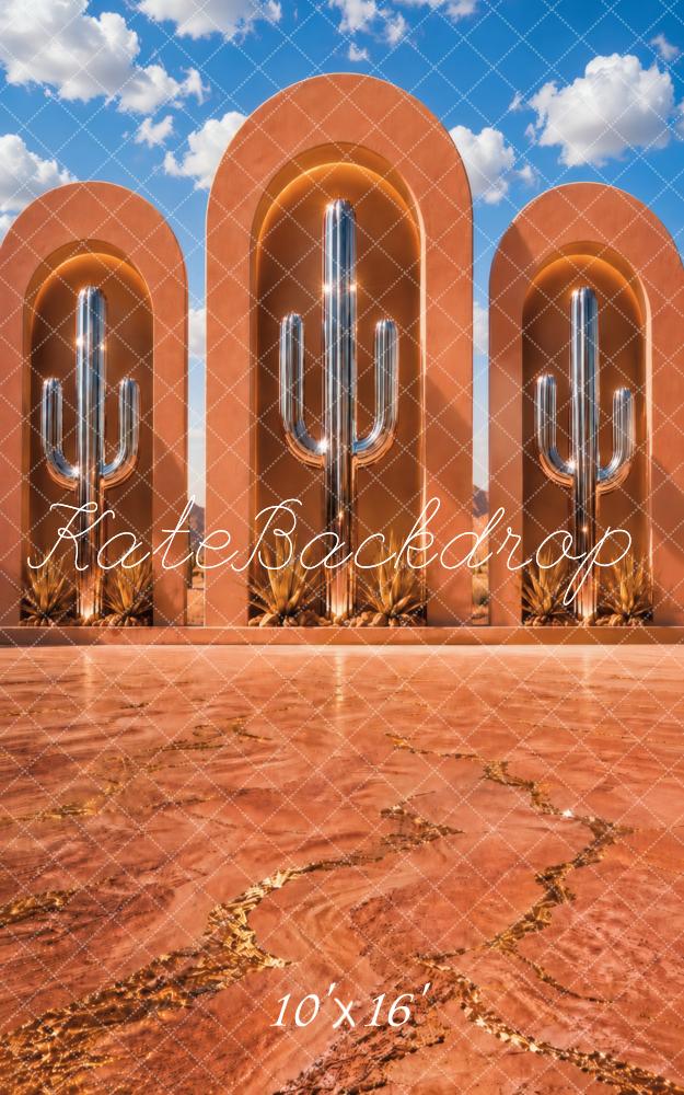 Kate Sweep Metallic Cactus Arch Desert Marble Printed Backdrop Designed by Vertigo Productions