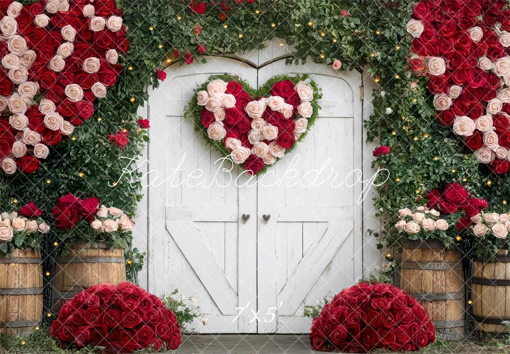 Kate Valentine Floral Heart Barn Door Backdrop Designed by Mini MakeBelieve