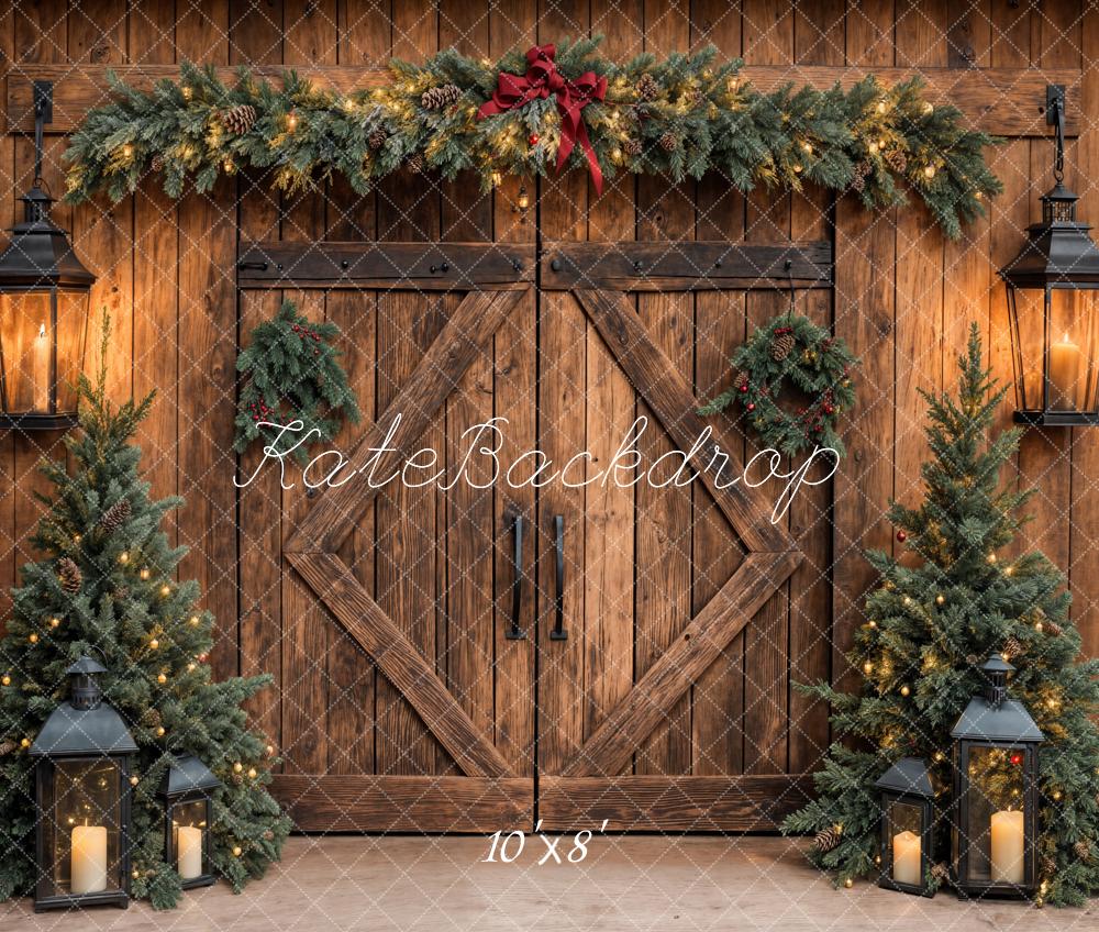 Fondo de Puerta de Granja Rústica de Árbol de Navidad Designed by Emetselch