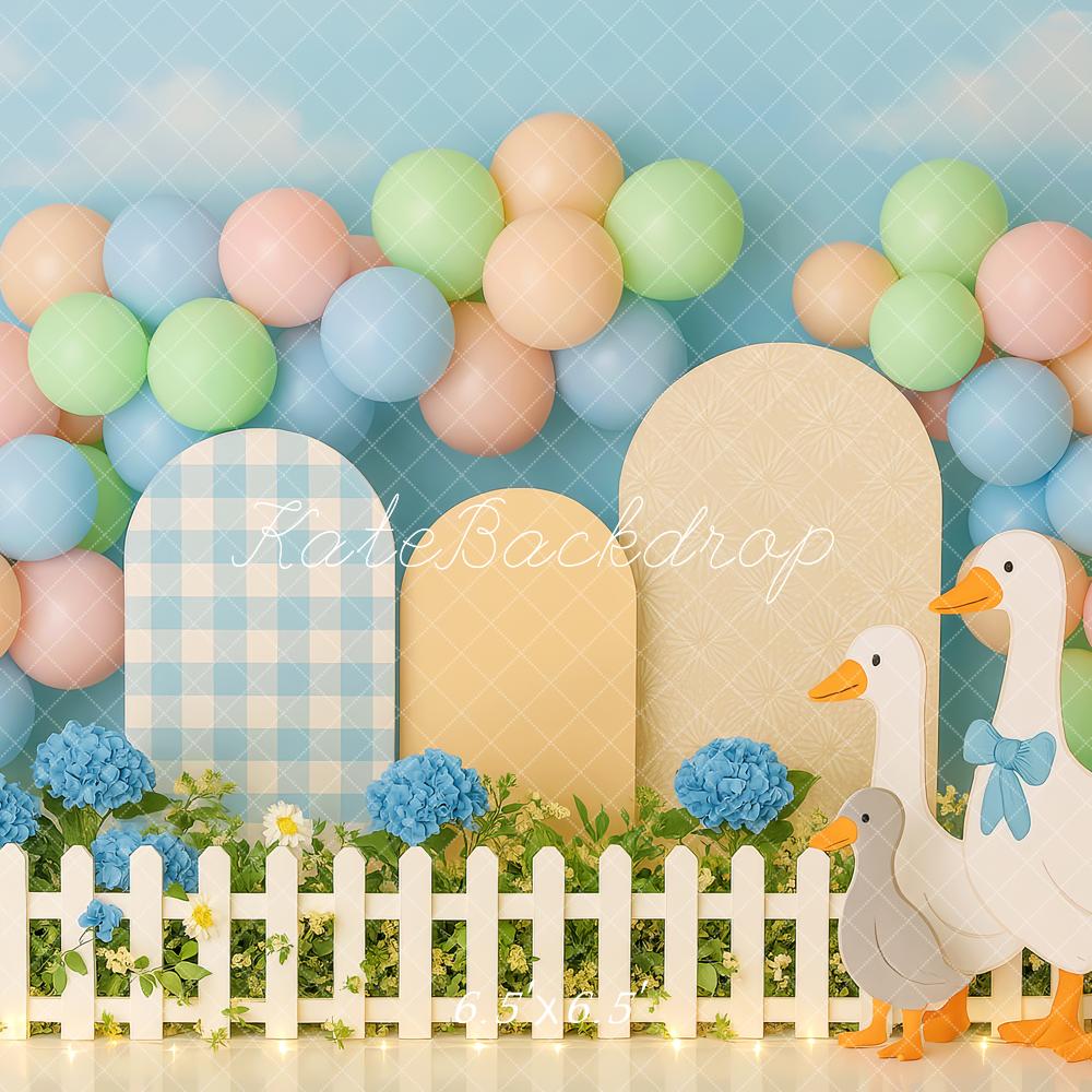 Cake Smash Tuin Ganzen Pastel Ballonnen Foto Achtergrond Designed by Patty Roberts