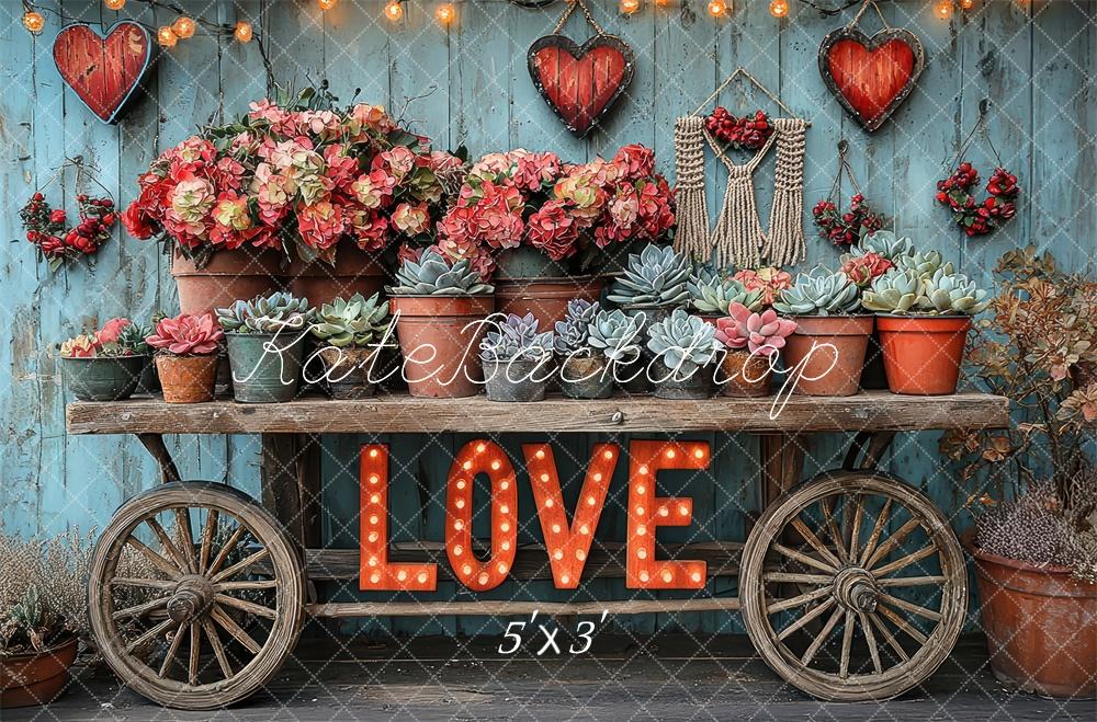 Kate Valentine Love Succulent Floral Cart Backdrop Designed by Laura Bybee