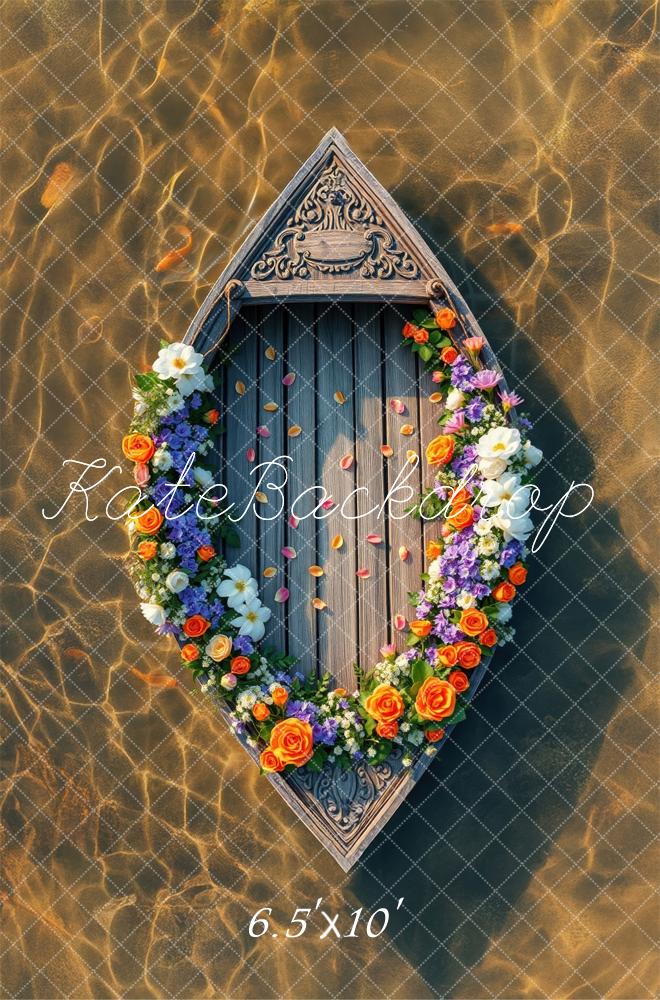 Zomer Weer Gesleten Boot Bloemen Foto Achtergrond Designed by Laura Bybee