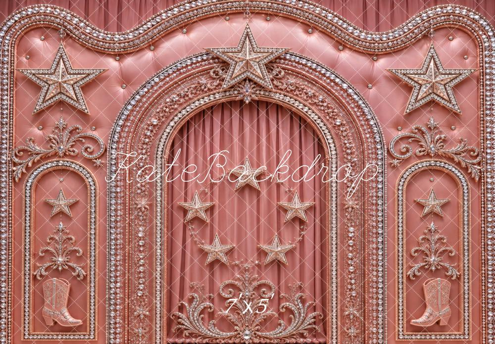 Kate Western Star Arch Cowboy Boots Pink Printed Backdrop Designed by Vertigo Productions