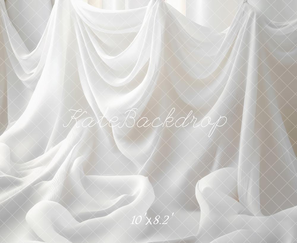 Kate White Draped Sheer Curtains Backdrop Designed by Mini MakeBelieve