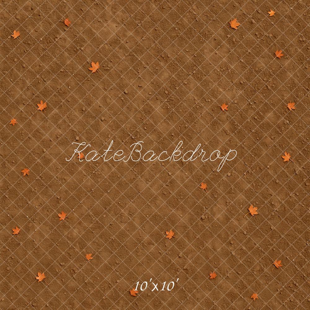 Kate Fall Leaves Brown Dirt Floor Backdrop Designed by Mini MakeBelieve