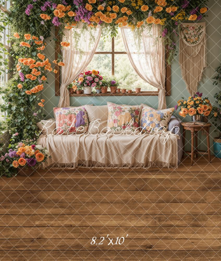 Spring Floral Window Sofa Foto Achtergrond Designed by Emetselch