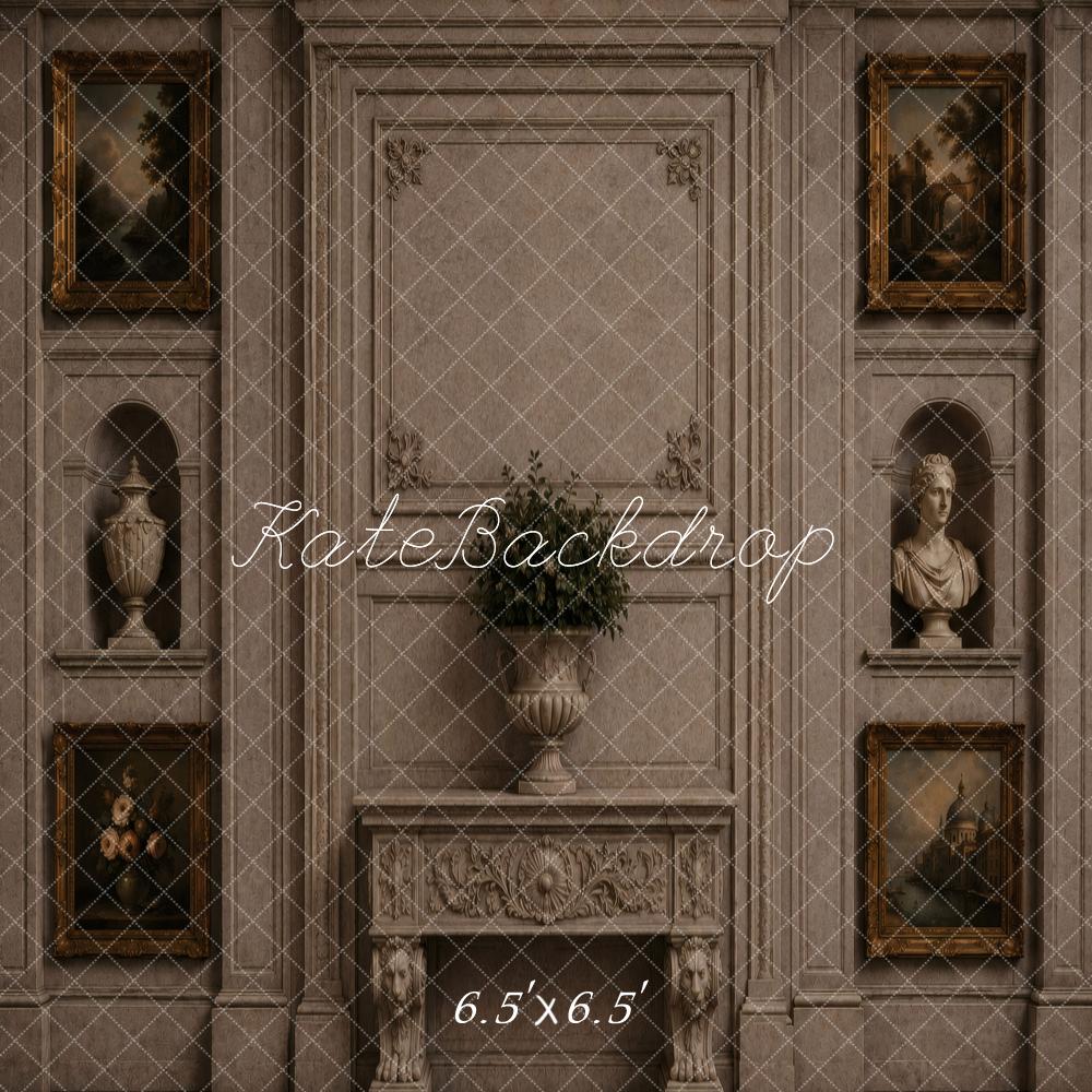 Kate Vintage Wall Fireplace Paintings Sculptures Printed Backdrop Designed by Vertigo Productions