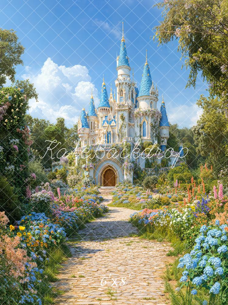 Kate Spring Fairy Castle Garden Cobblestone Path Backdrop Designed by Chain Photography