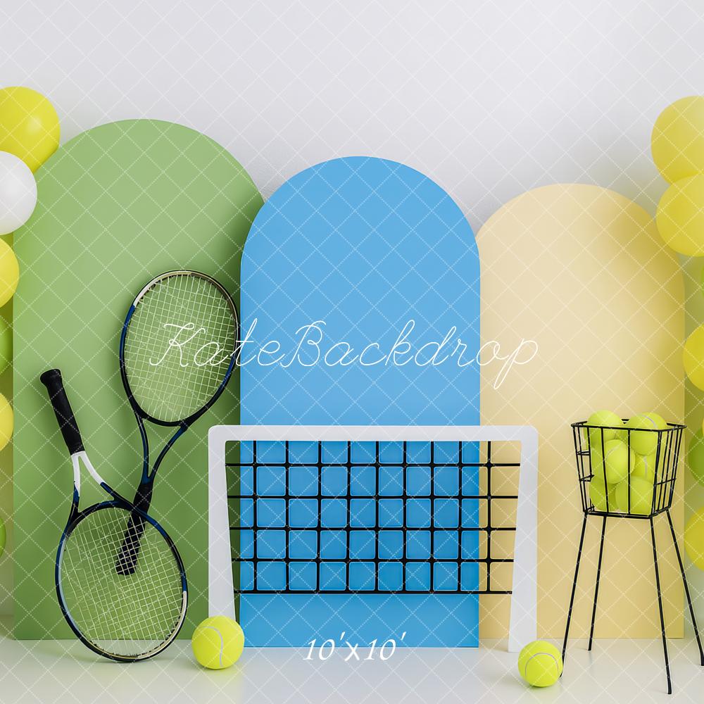 Kate Birthday Tennis Balloons Racket Sports Backdrop Designed by Patty Roberts