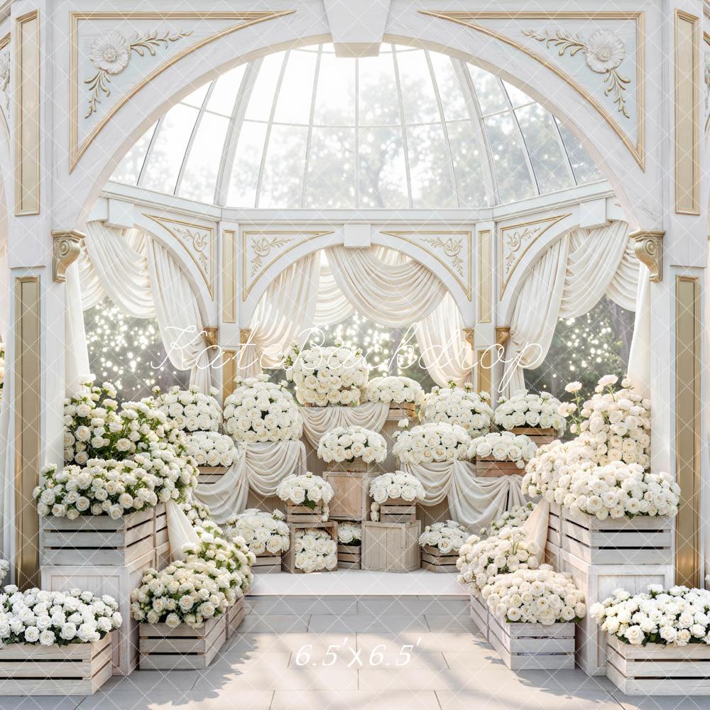 Kate Spring White Flower Arch Crates Pavilion Backdrop Designed by Mini MakeBelieve