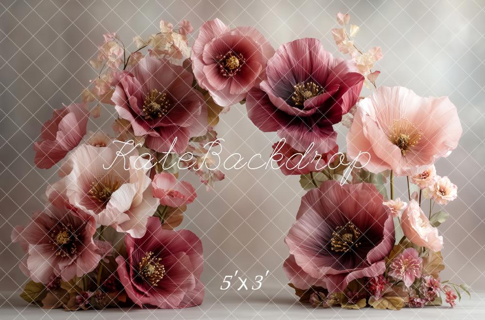 Kate Fine Art Flower Arch Large Burgundy Pink Flowers Backdrop Designed by Patty Roberts