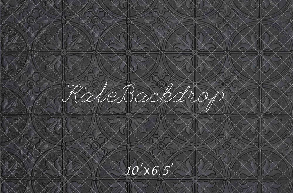 Kate Black Embossed Retro Floor Printed Backdrop Designed by Mini MakeBelieve