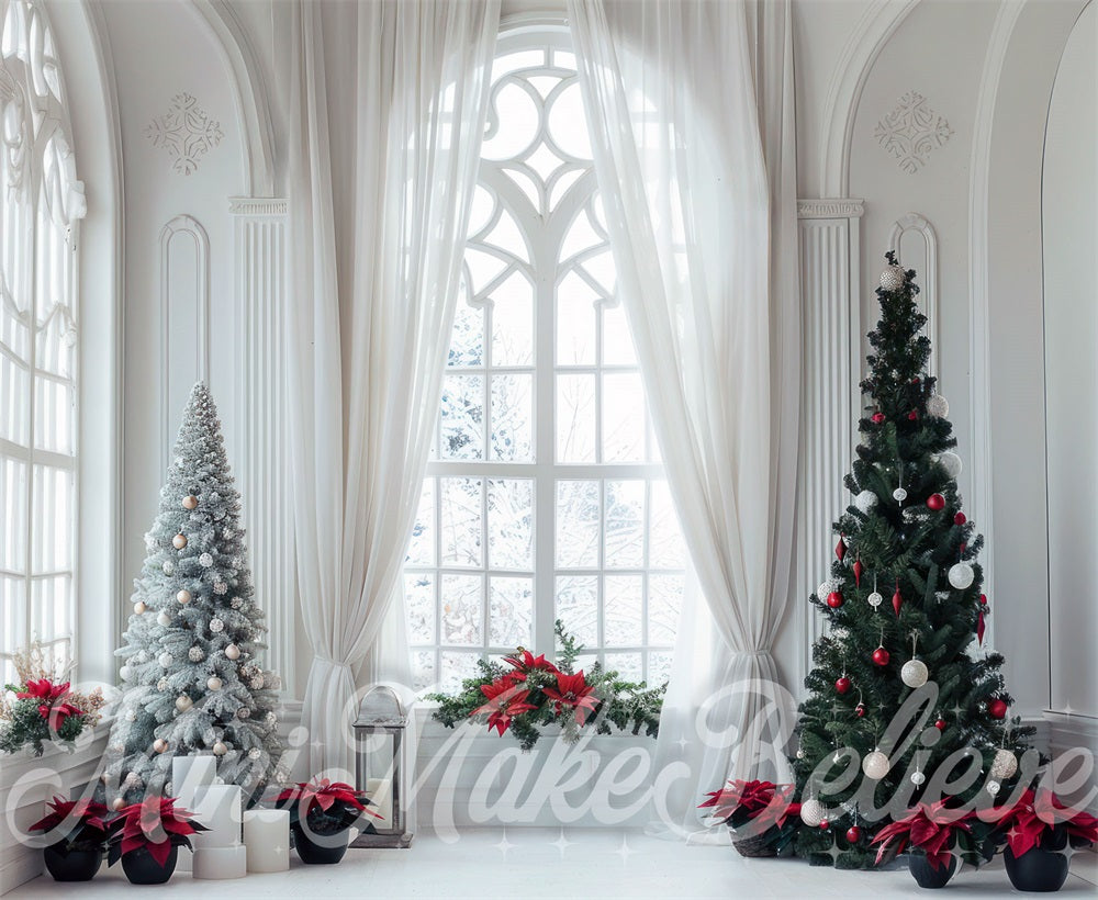 Natale Interior Bianco Fine Art Floreale Sfondo Finestra Ad Arco Progettato da Mini MakeBelieve