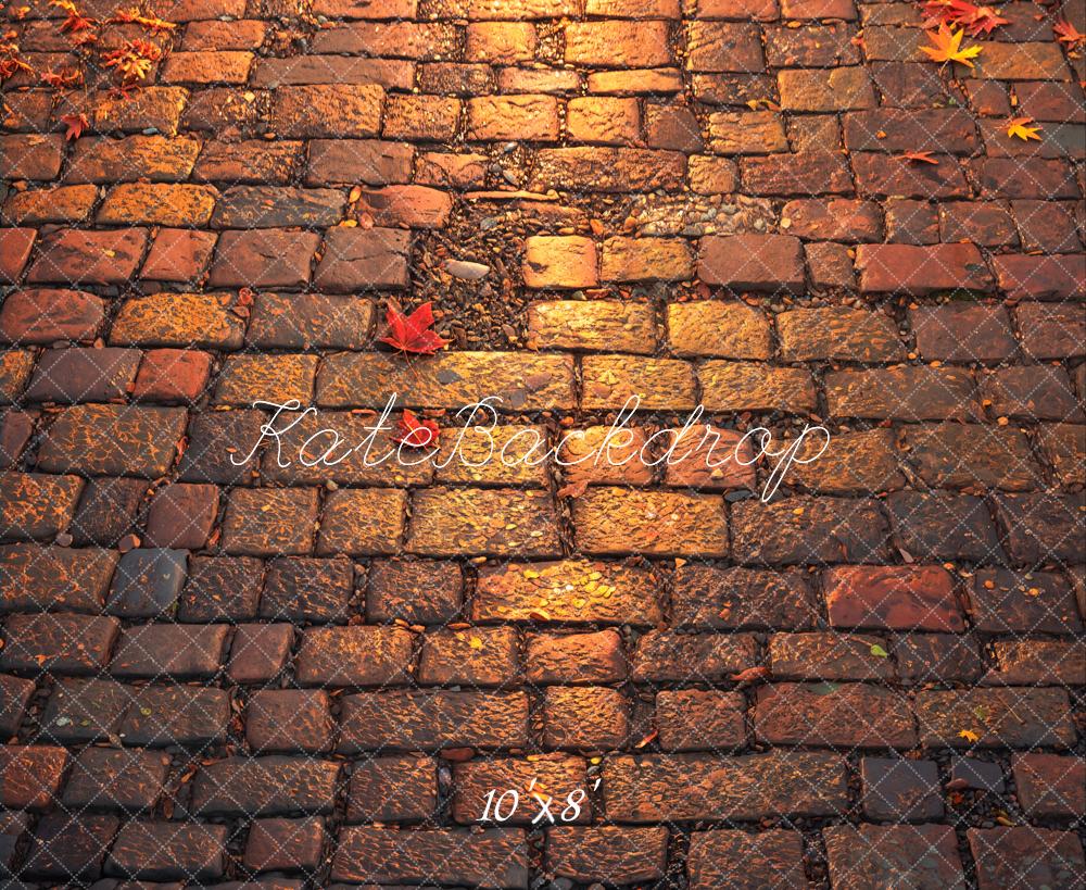 Fall Cobblestone Leaves Floor Backdrop Designed by Emetselch