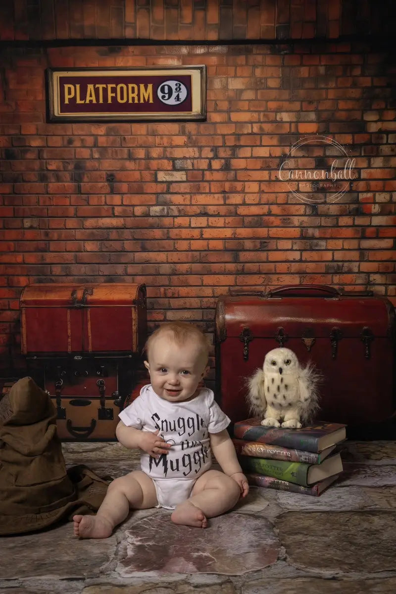 Wizard Train Station Platform Brick Foto Achtergrond Designed by Patty Roberts