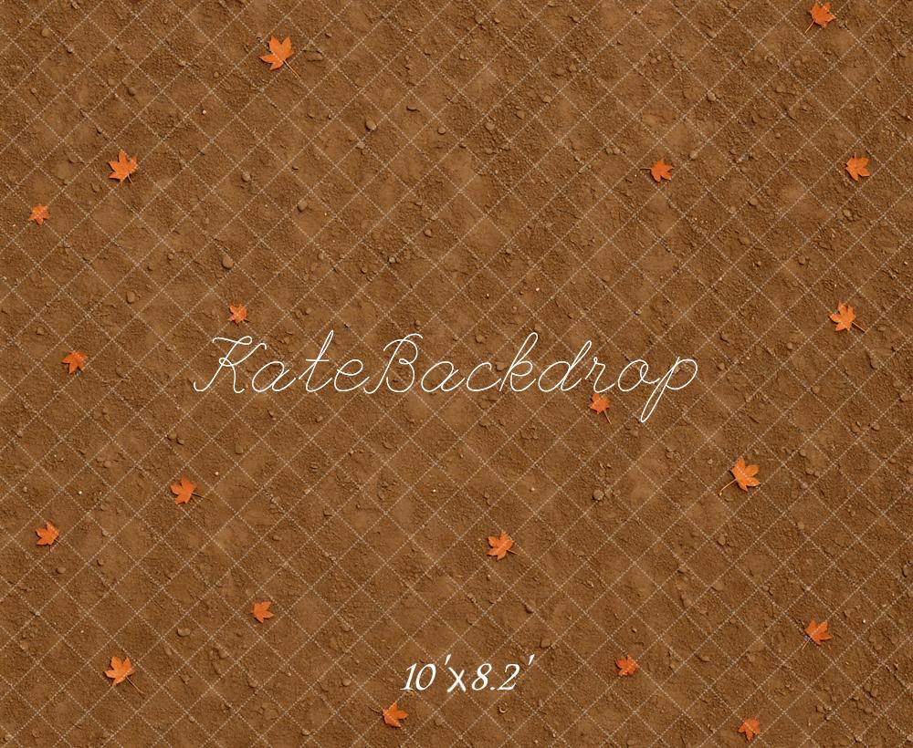 Kate Fall Leaves Brown Dirt Floor Backdrop Designed by Mini MakeBelieve