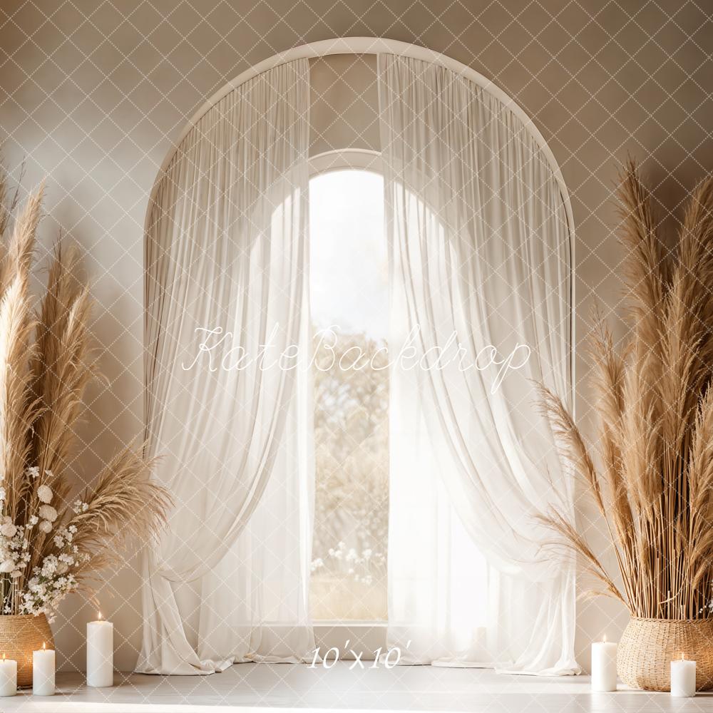 Kate Mother's Day Boho Arch Window Pampas Grass Candles Backdrop Designed by Emetselch