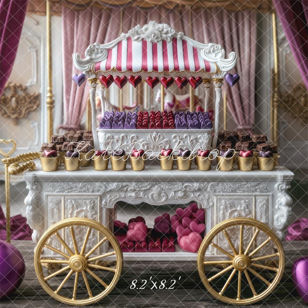 Kate Valentine Chocolate Candy Cart Backdrop Designed by Mini MakeBelieve