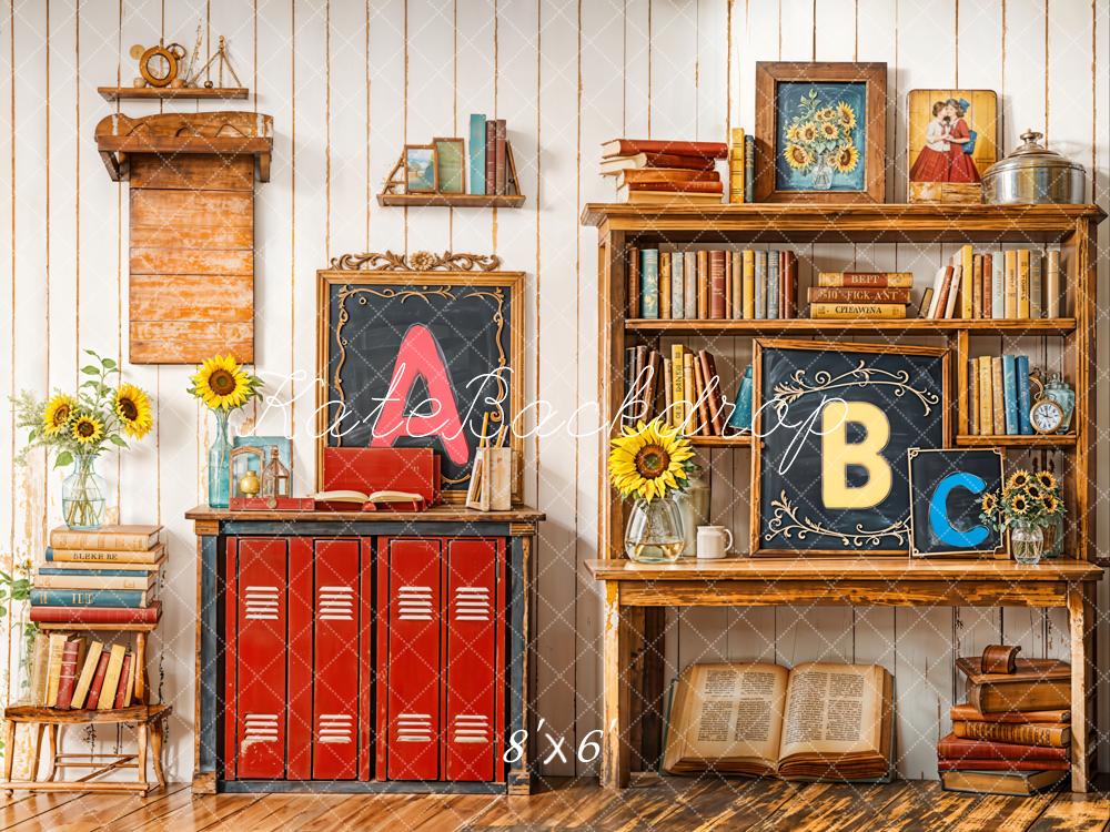 Kate Back to School Bookshelf Blackboard Backdrop Designed by Emetselch