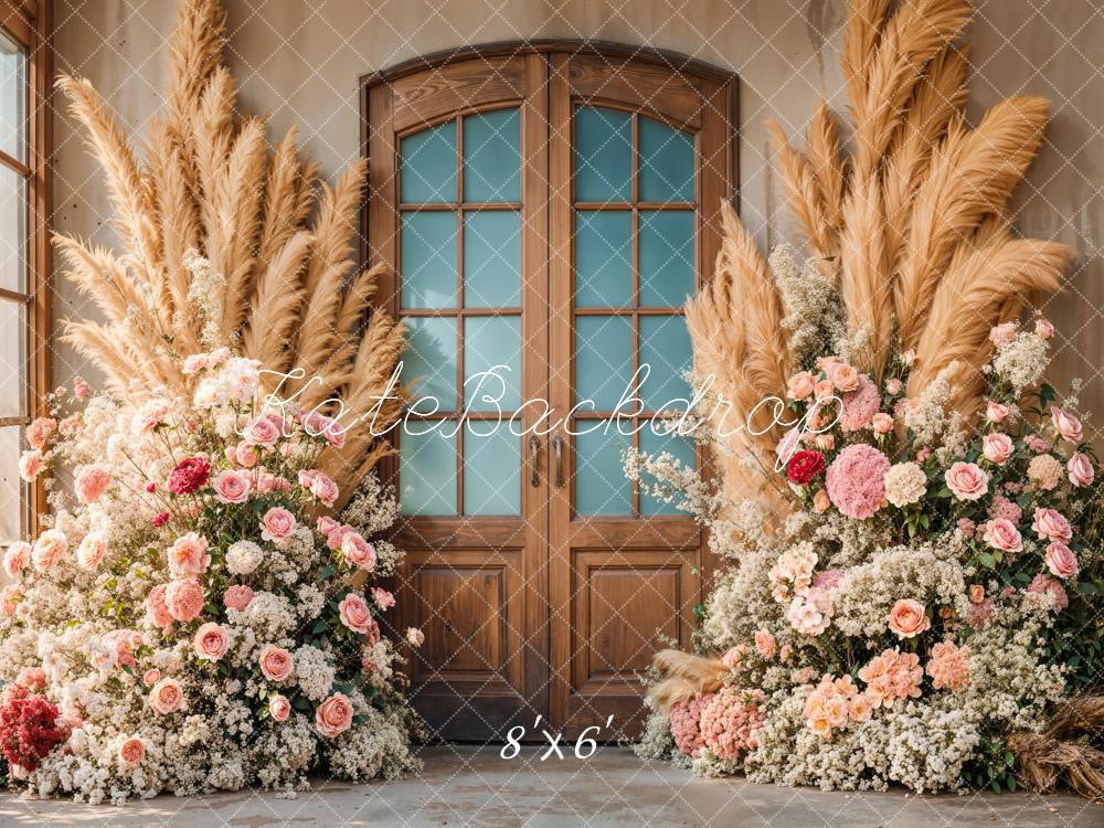 Kate Boho Pampes Floral Door Backdrop Designed by Emetselch
