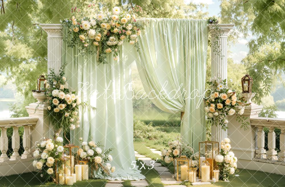 Kate Wedding Flower Arch Garden Columns Candles Backdrop Designed by Emetselch