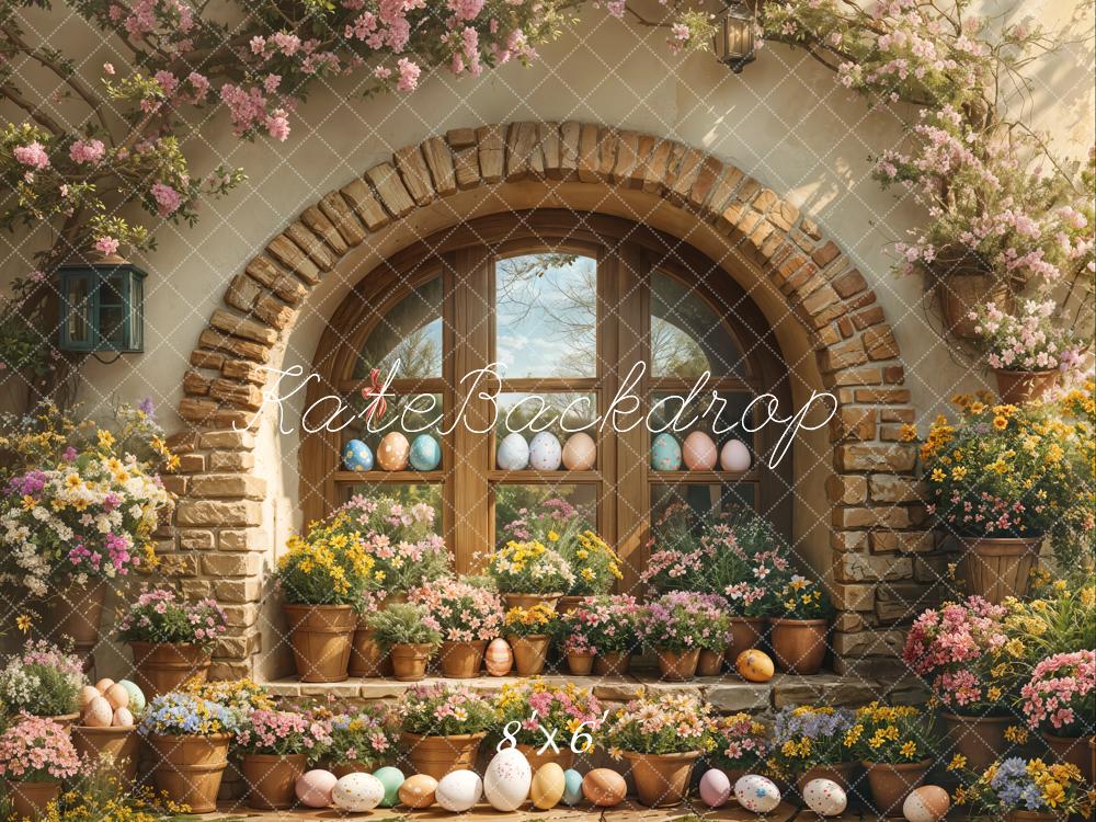 Kate Easter Eggs Outdoor Floral Arched Window Cottage Backdrop Designed by Emetselch
