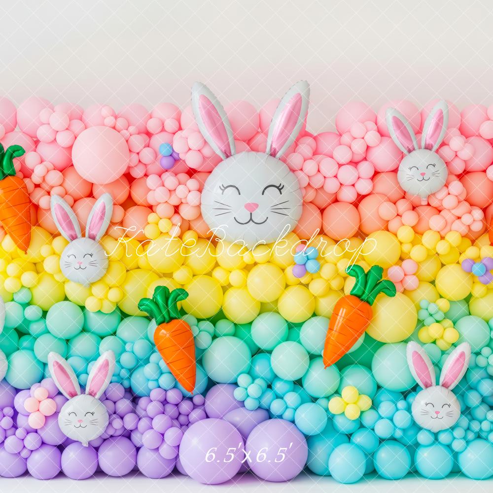 Kate Easter Bunny Balloon Rainbow Carrot Printed Backdrop Designed by Patty Roberts