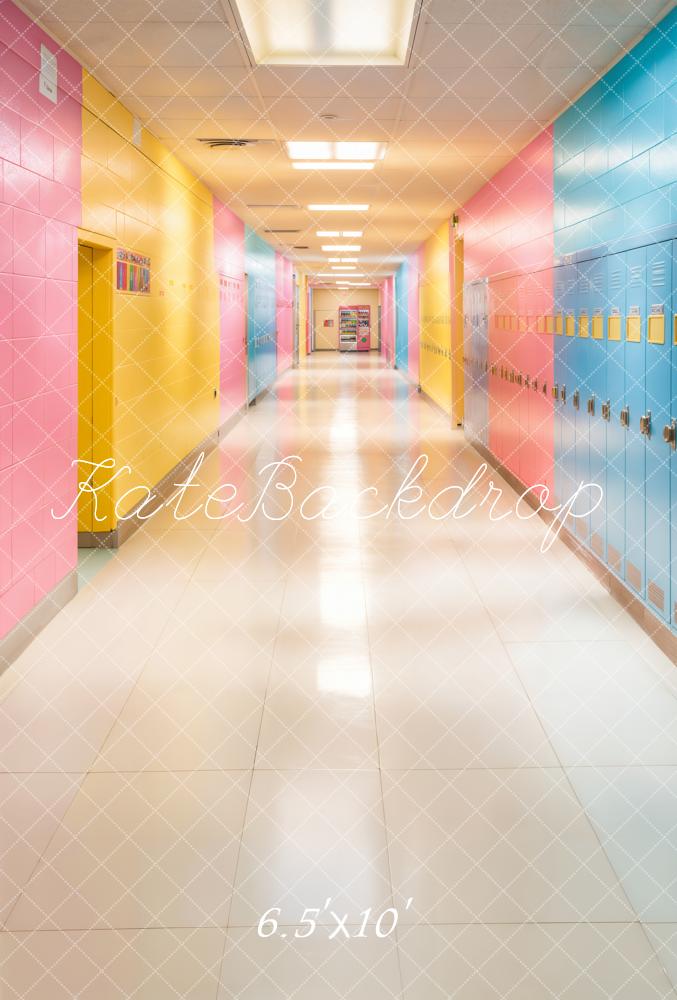 Kate Back To School Colorful School Hallway Backdrop Designed by Emetselch