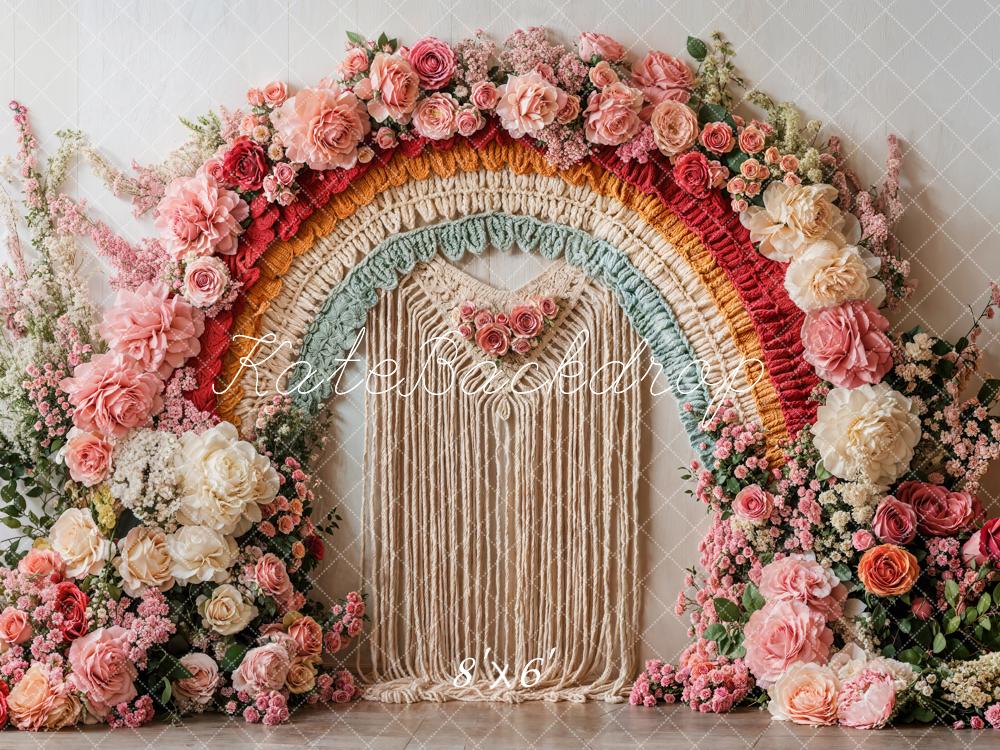 Kate Spring Boho Flower Rainbow Arch Backdrop Designed by Emetselch