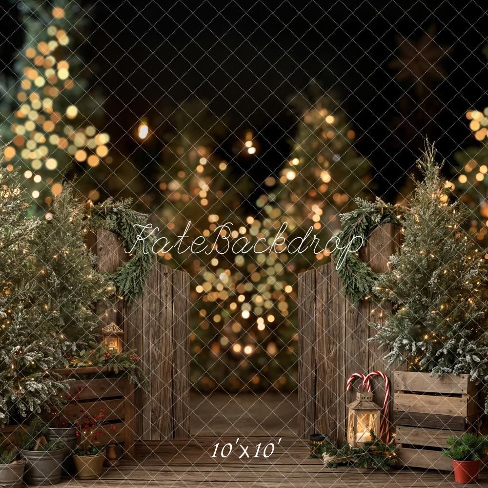 Kate Christmas Pine Trees Wooden Crates Backdrop Designed by Emetselch