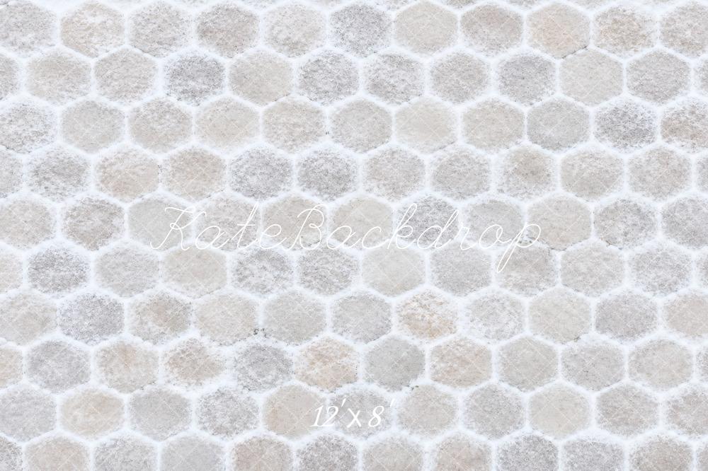 Kate White Hexagon Stone Floor Printed Backdrop Designed by Vertigo Productions