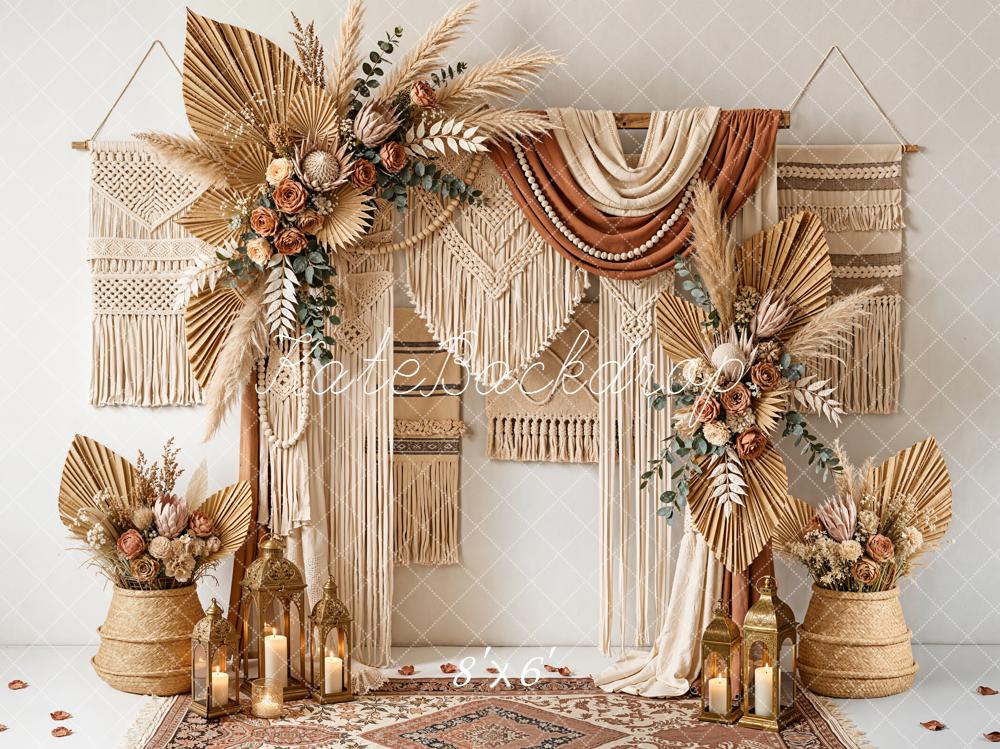 Kate Mother's Day Boho Macrame Dried Palm Floral Arrangement Backdrop Designed by Emetselch