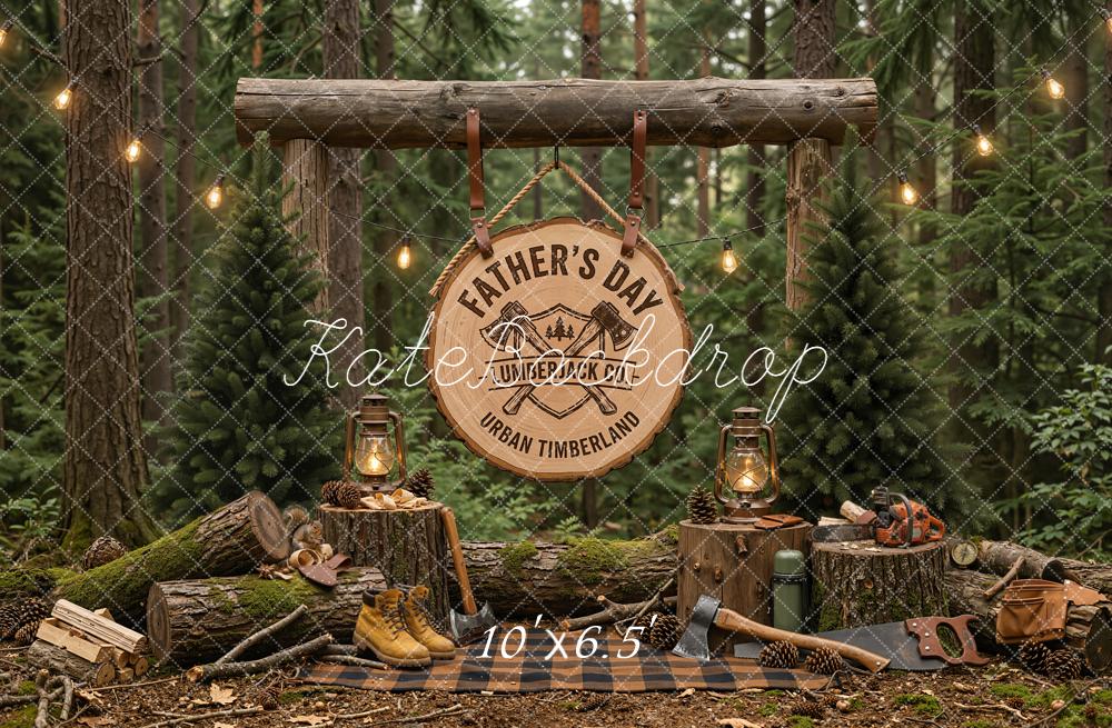 Kate Father's Day Lumberjack Forest Camp Printed Backdrop Designed by Emetselch